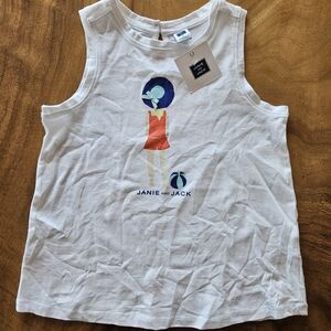 NWT Janie and Jack Size 7 White Sleeveless Kids Graphic Tank